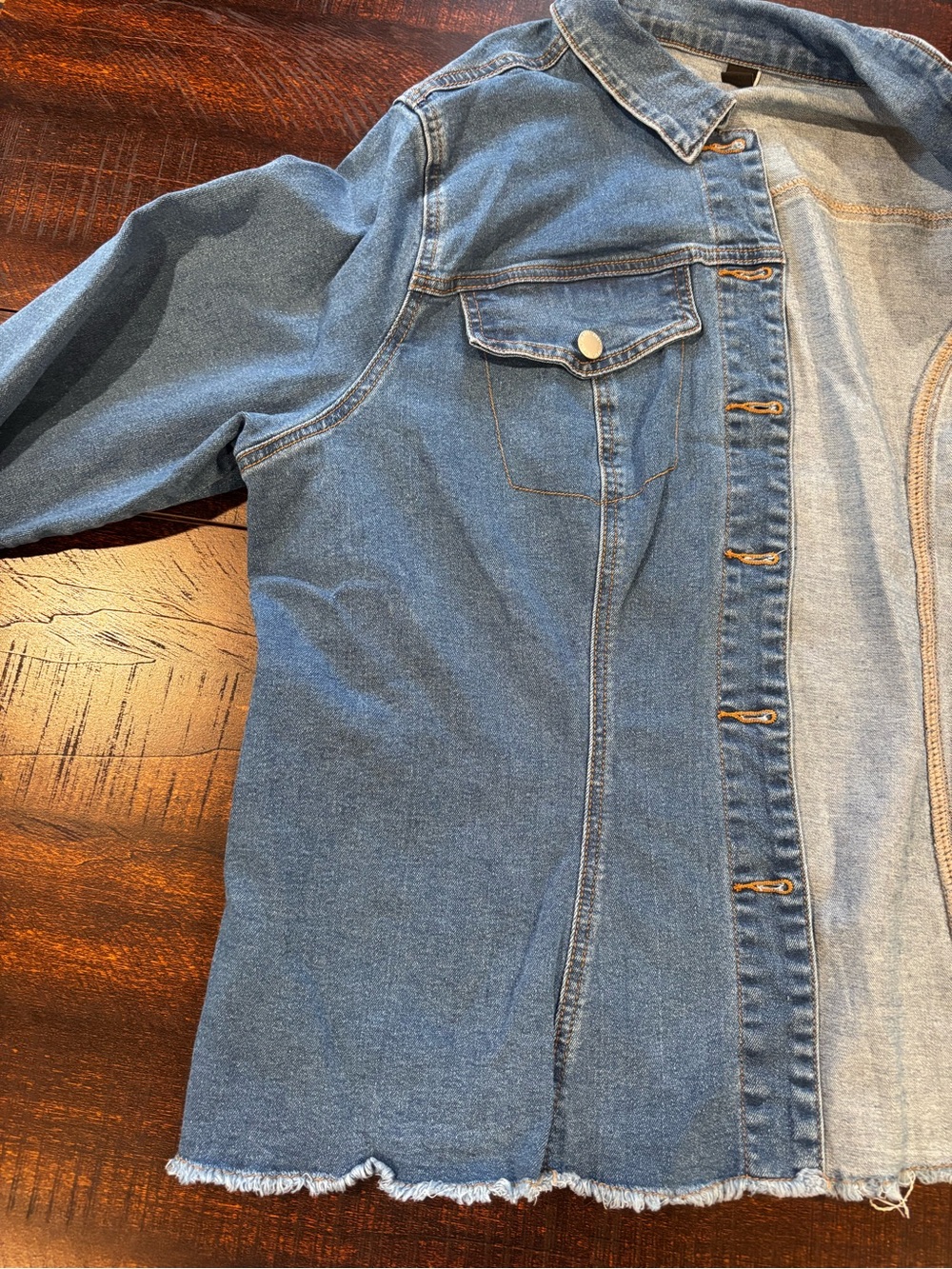 SHEIN Raw Hem Blue Denim Jacket - Picture 2 of 10